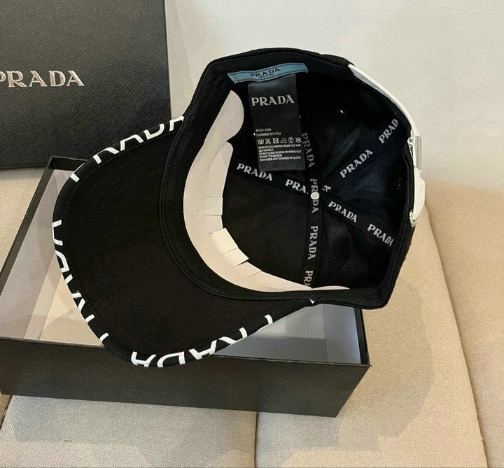 Prada Front Logo Black Printed Cap