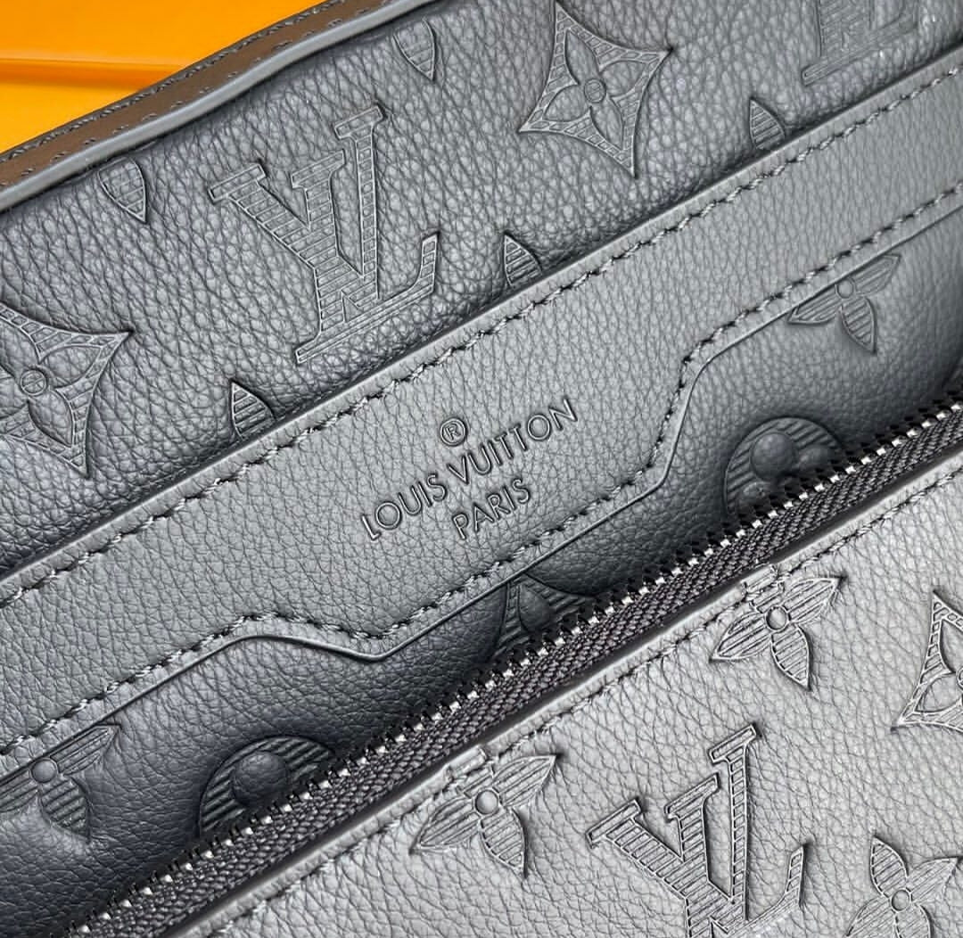 LV Matte Black Embossed Trio Messenger Bag