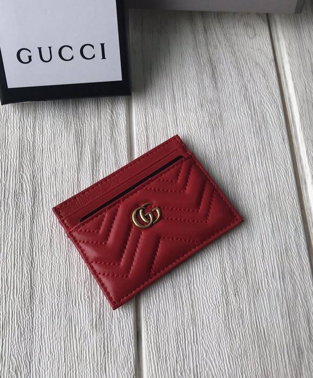 Gucci Red Plain Logo Cardholder