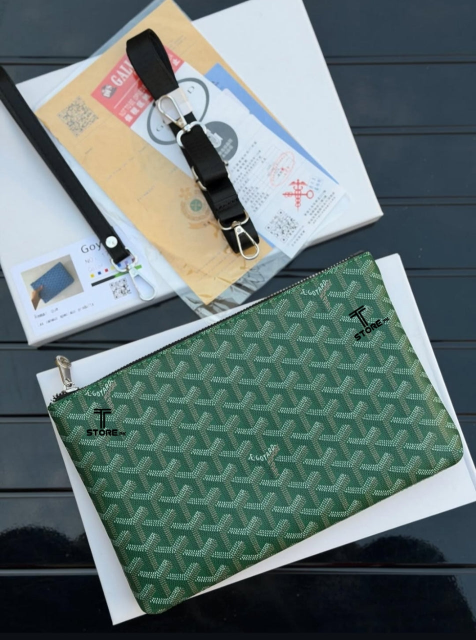 Goyard Green Printed Leather Men's Handbag