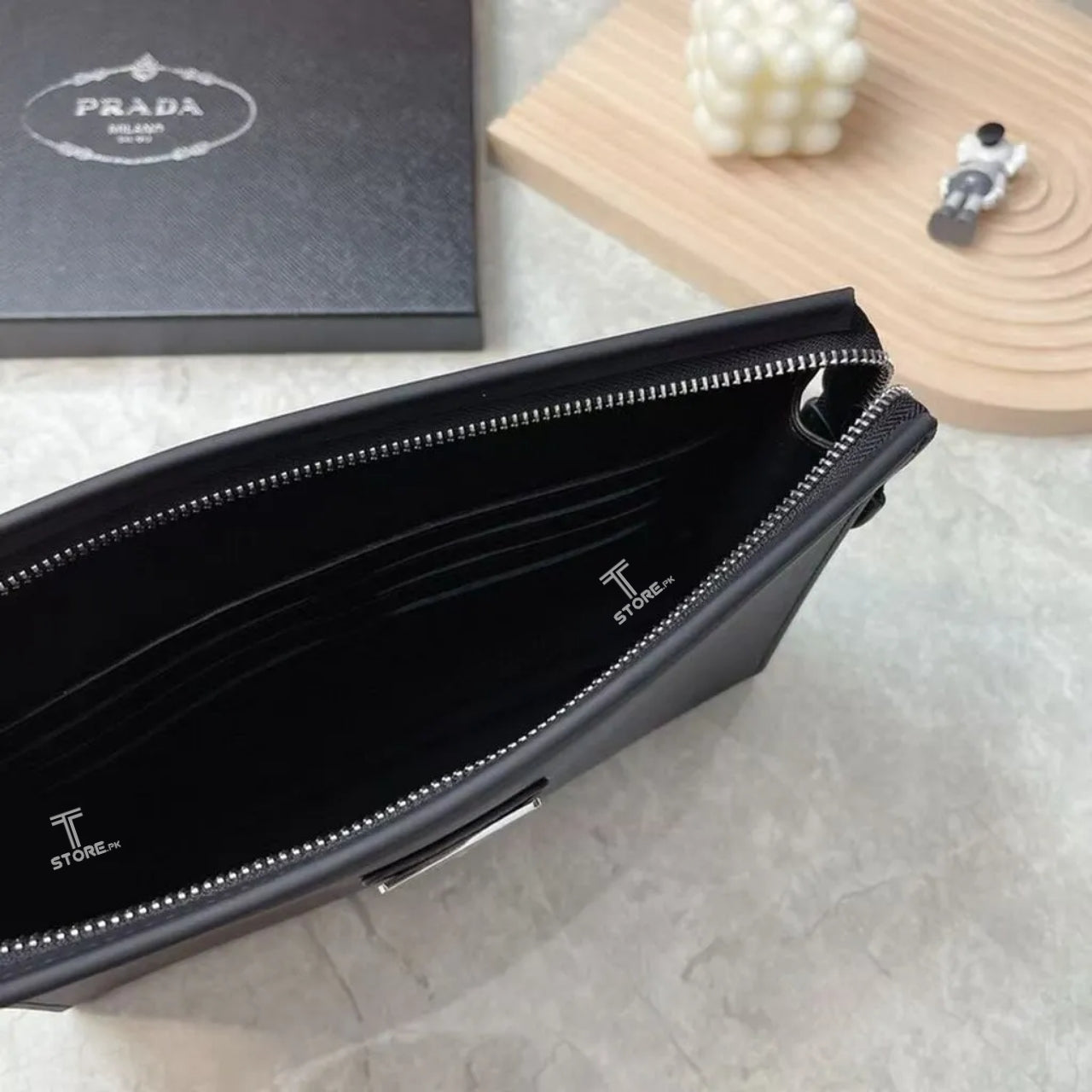 Prada Black Plain Pochette Men's Clutch