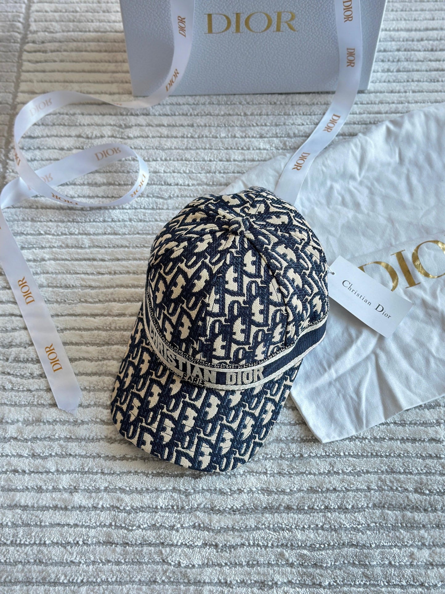 Dior Blue Printed Middle Strip Cap