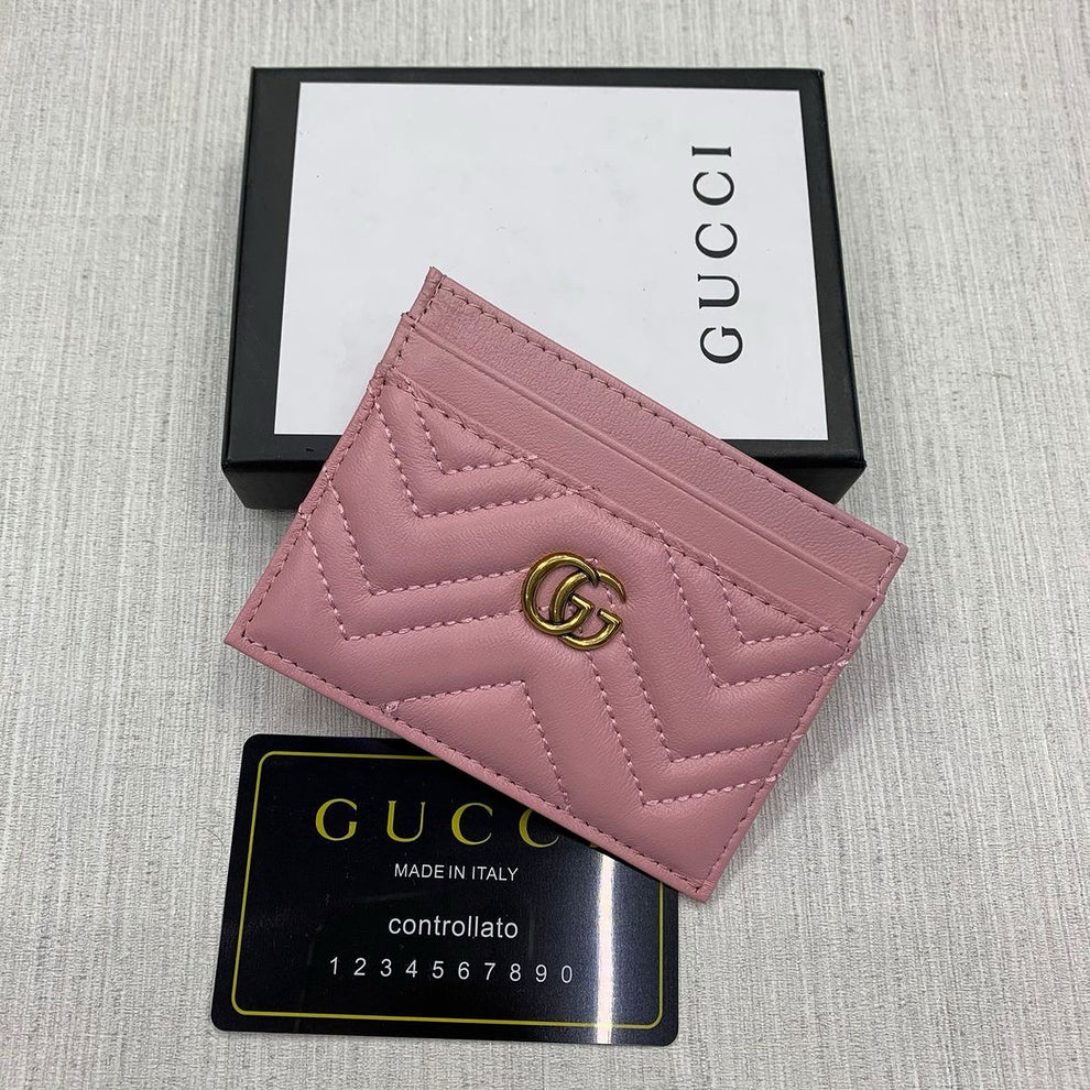 Gucci Pink Plain Logo Cardholder