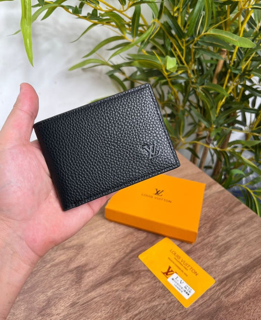 LV Black Plain Logo Wallet