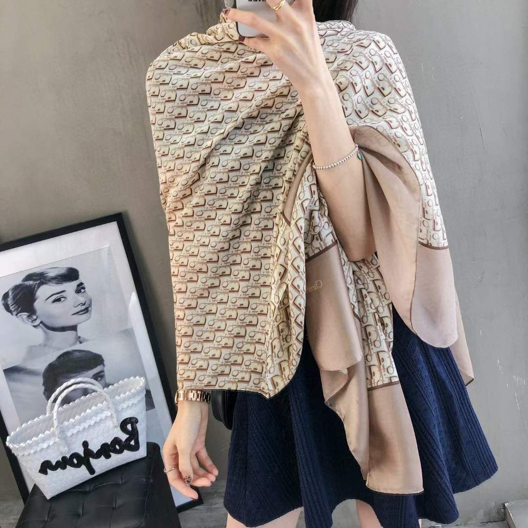 Dior Beige Printed Silk Scarf
