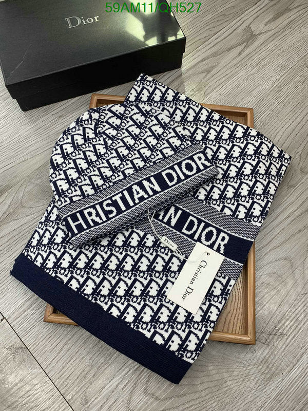 Dior Blue Printed Woolen Muffler & Beanie Set