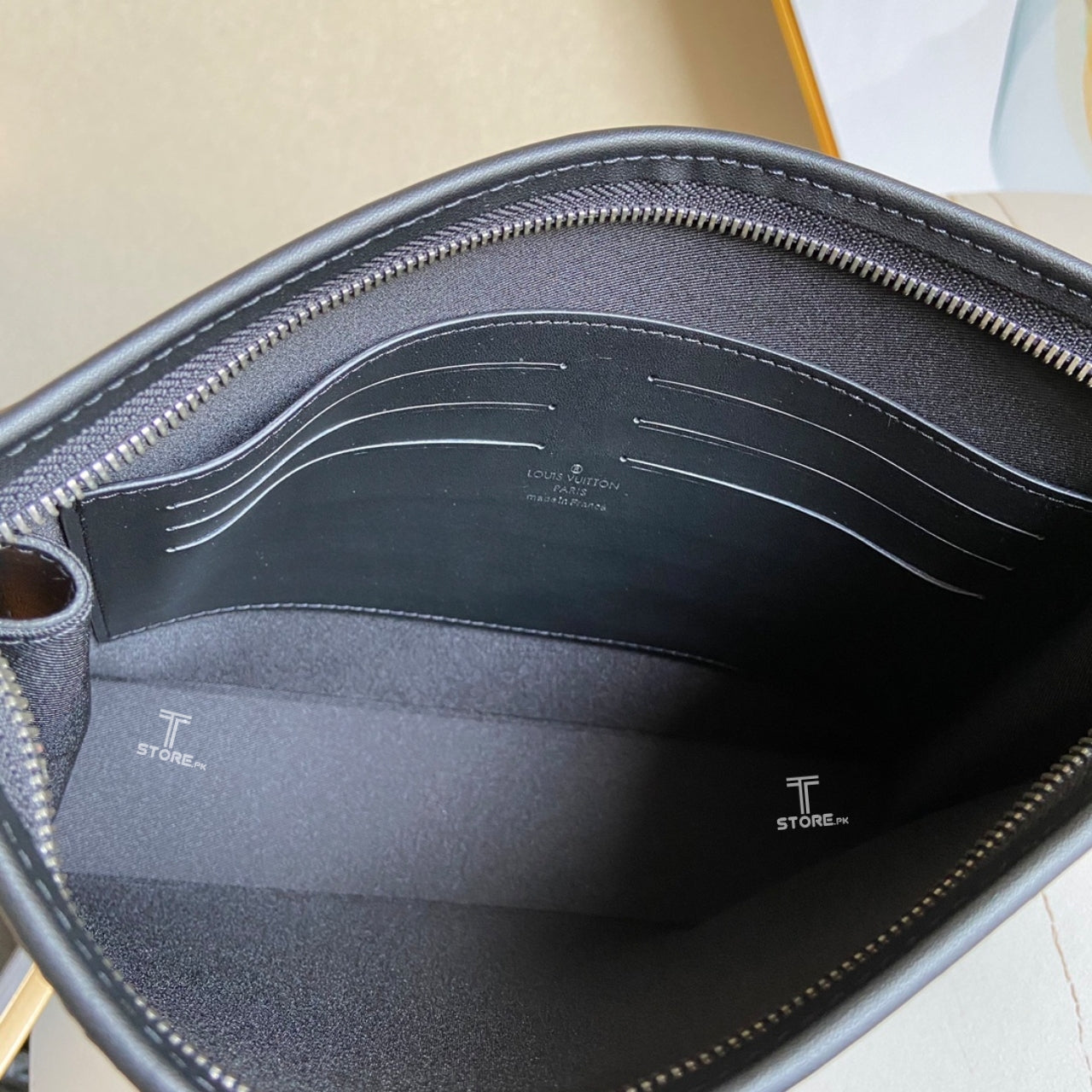 LV Black Embossed Pochette Men's Clutch