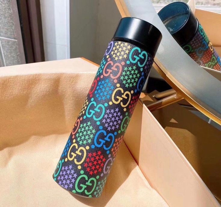 Gucci Multicolour Large Logo Printed Thermo Flask LED Display Temperature Bottle