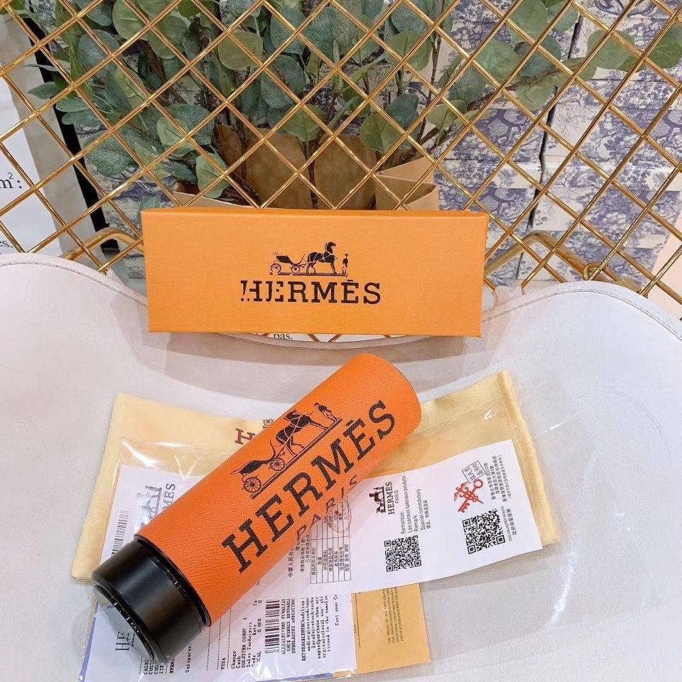 Hermes Printed Orange Thermo Flask LED Display Temperature Bottle