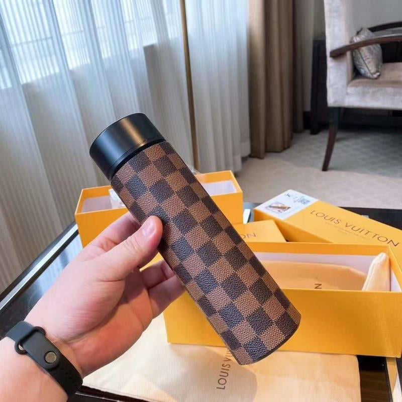 LV Check Plaid Brown Thermo Flask LED Display Temperature Bottle