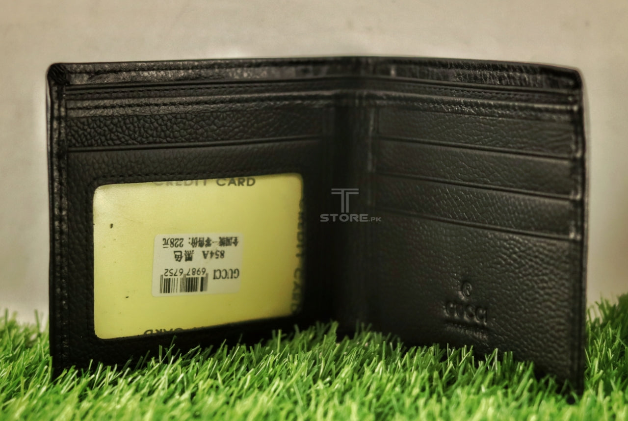 Gucci Black Strip Genuine Leather Wallet