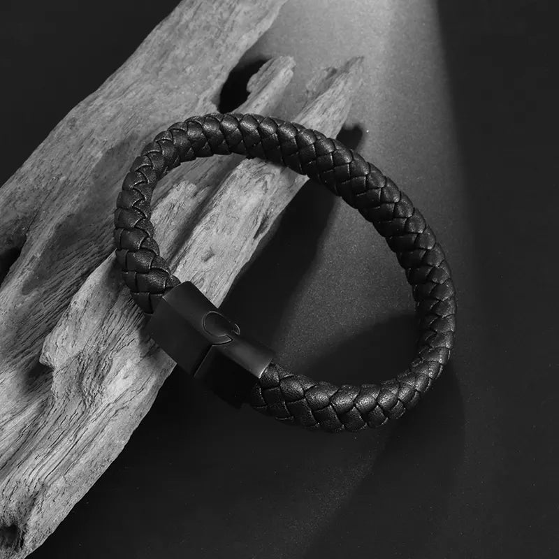 Black Braided Charm Bracelet for Men - T Store.pk
