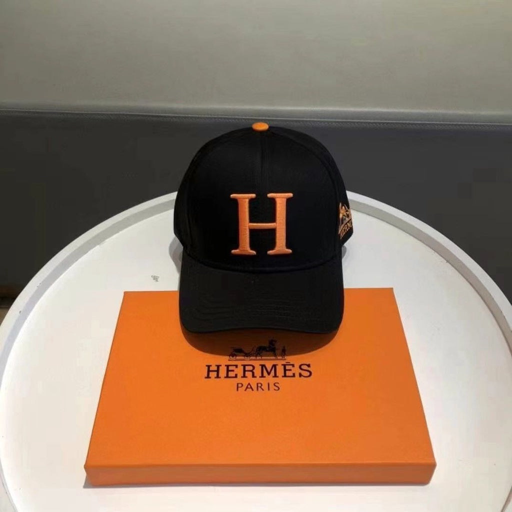 Hermes Logo Printed Black Cap