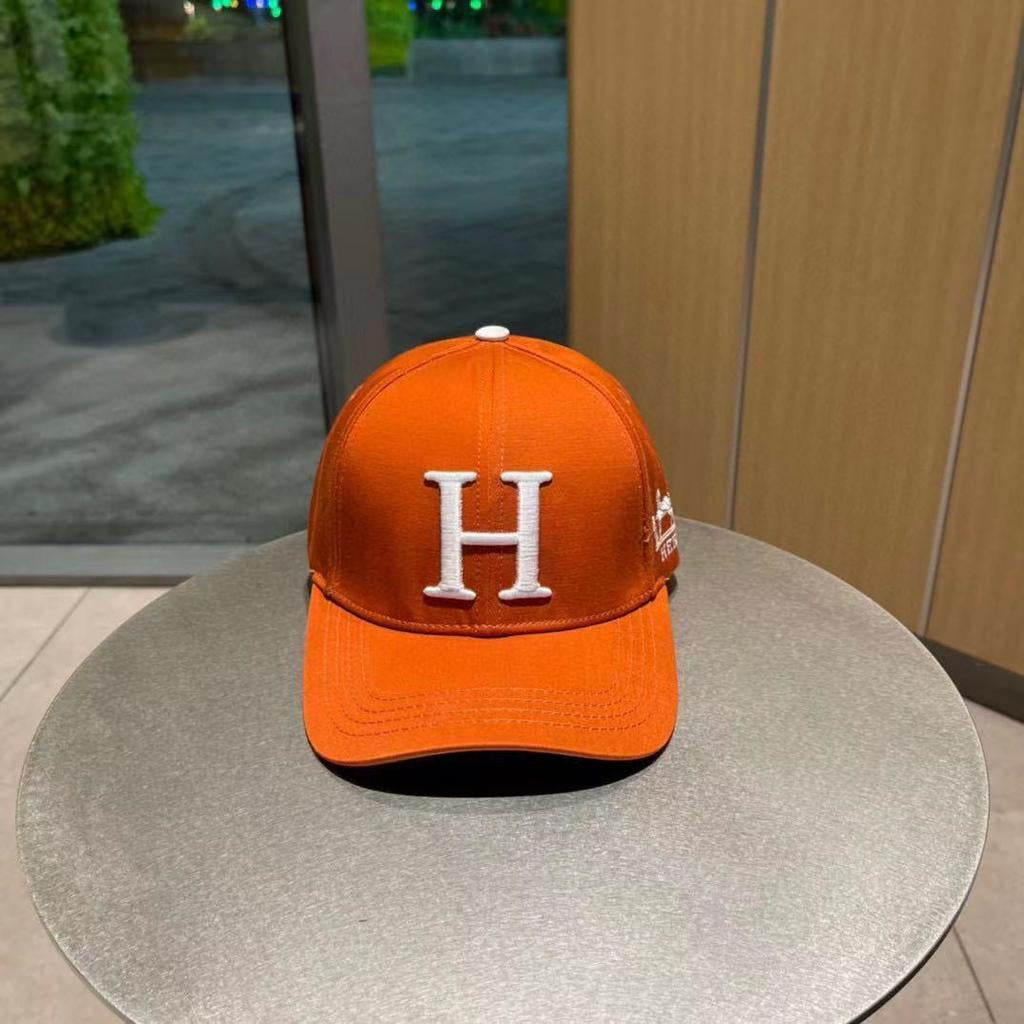 Hermes Logo Printed Orange Cap