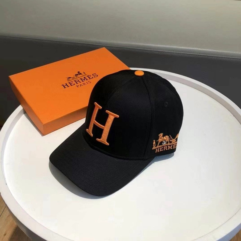 Hermes Logo Printed Black Cap