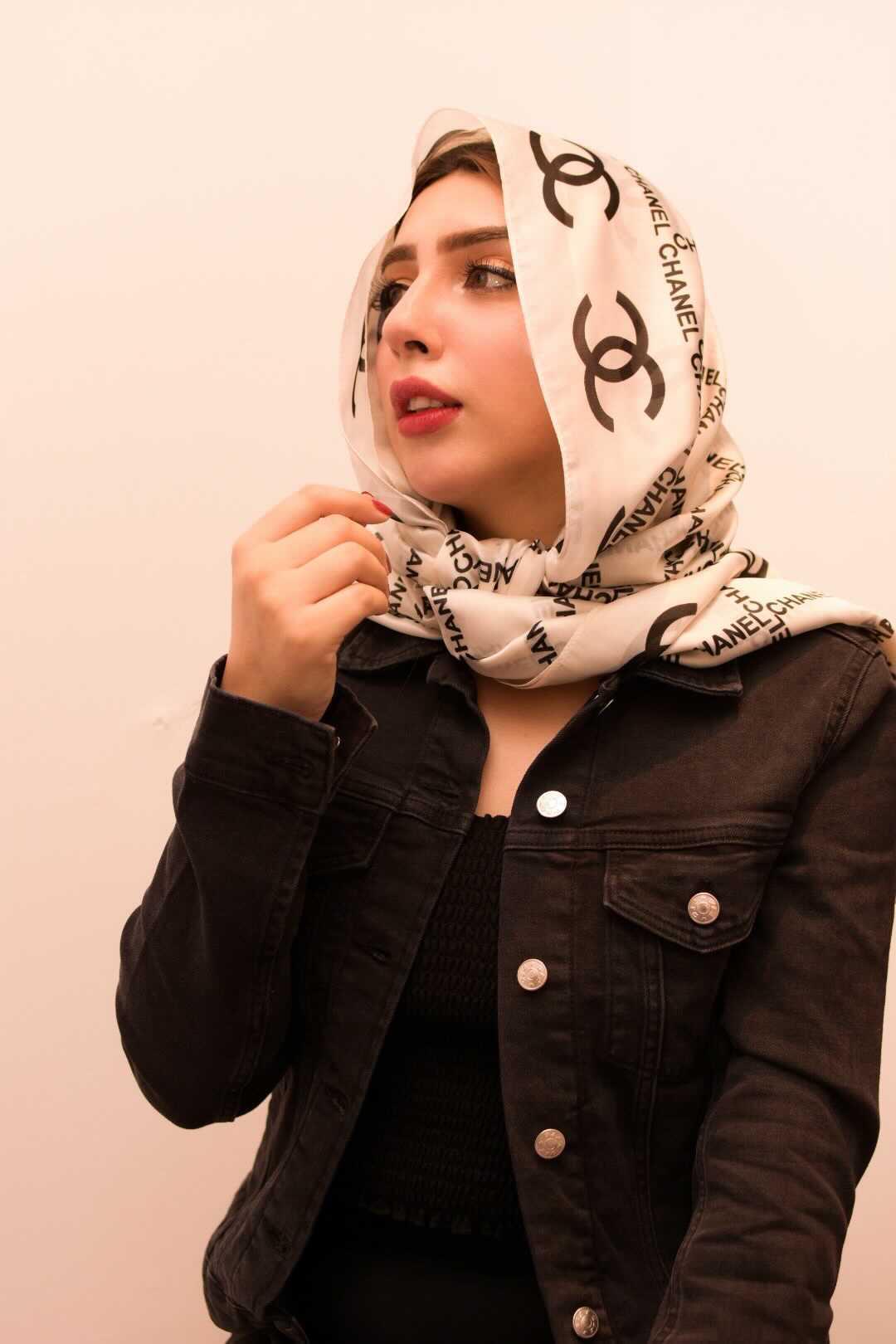 Chanel Printed White Silk Scarf