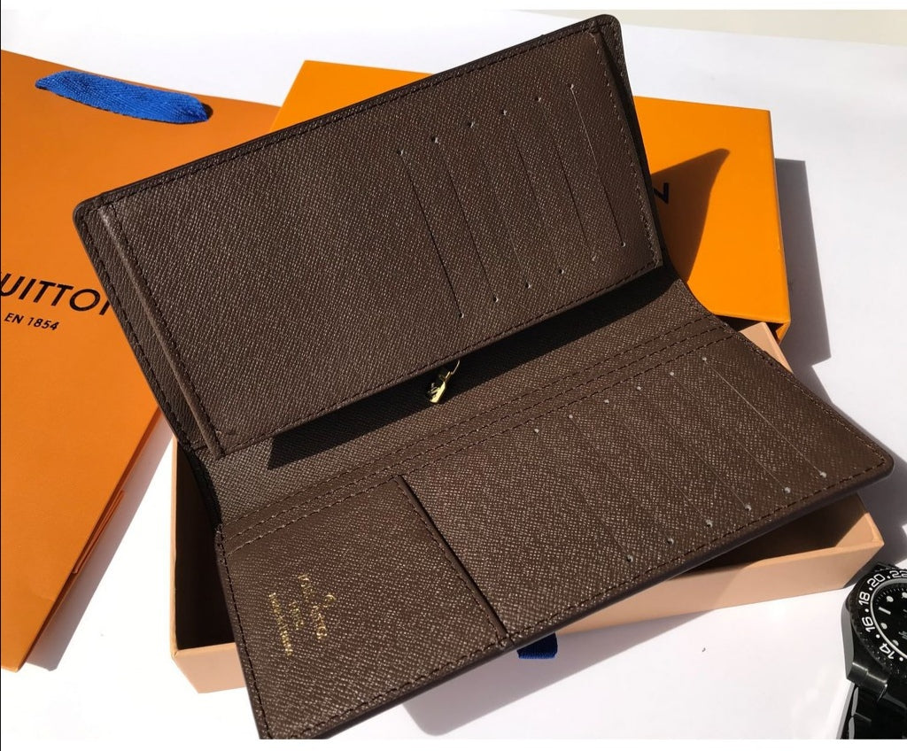 LV Check Plaid Brown Long Wallet - T Store.pk