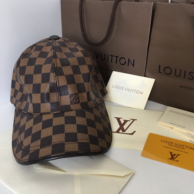 LV Plaid Check Brown Cap