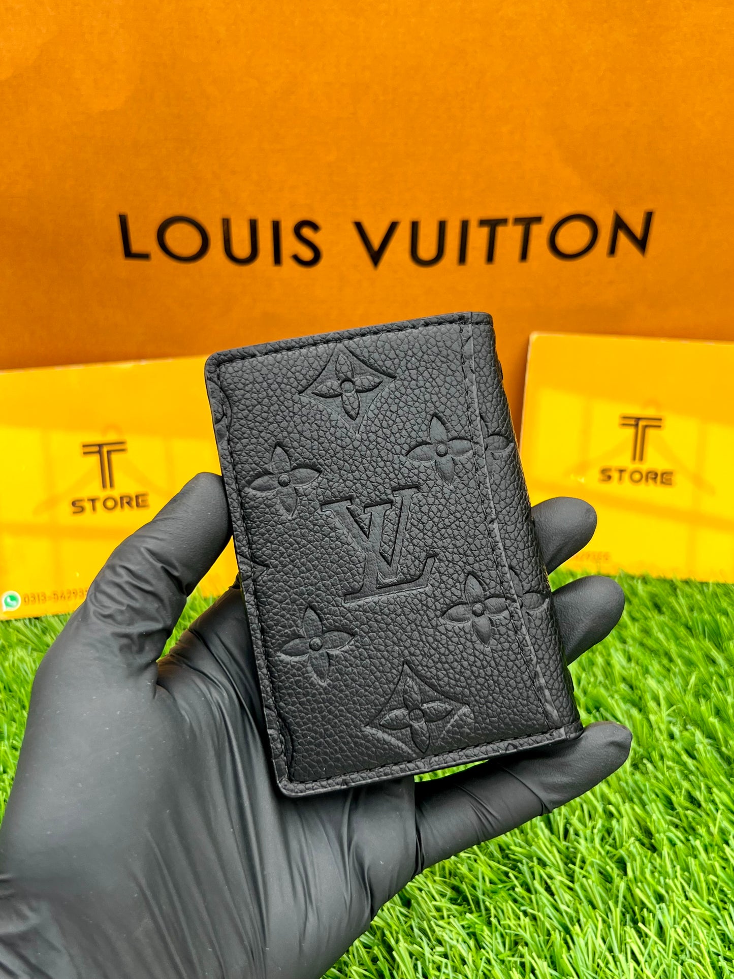 LV Embossed PU Leather Black Pocket Organizer/Cardholder