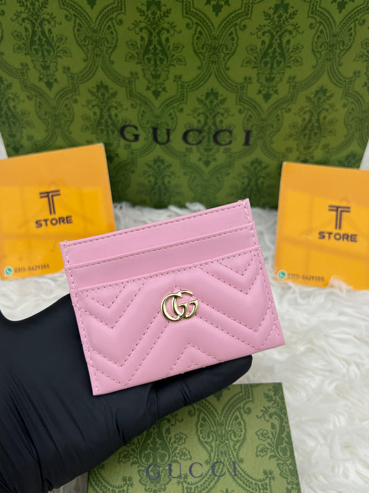 Gucci Pink Plain Logo Cardholder