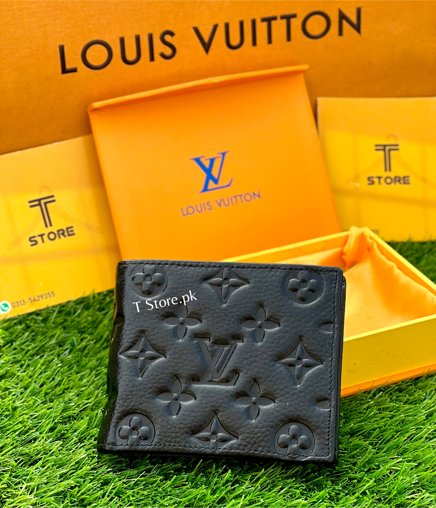 LV Embossed Plain Genuine Leather Wallet