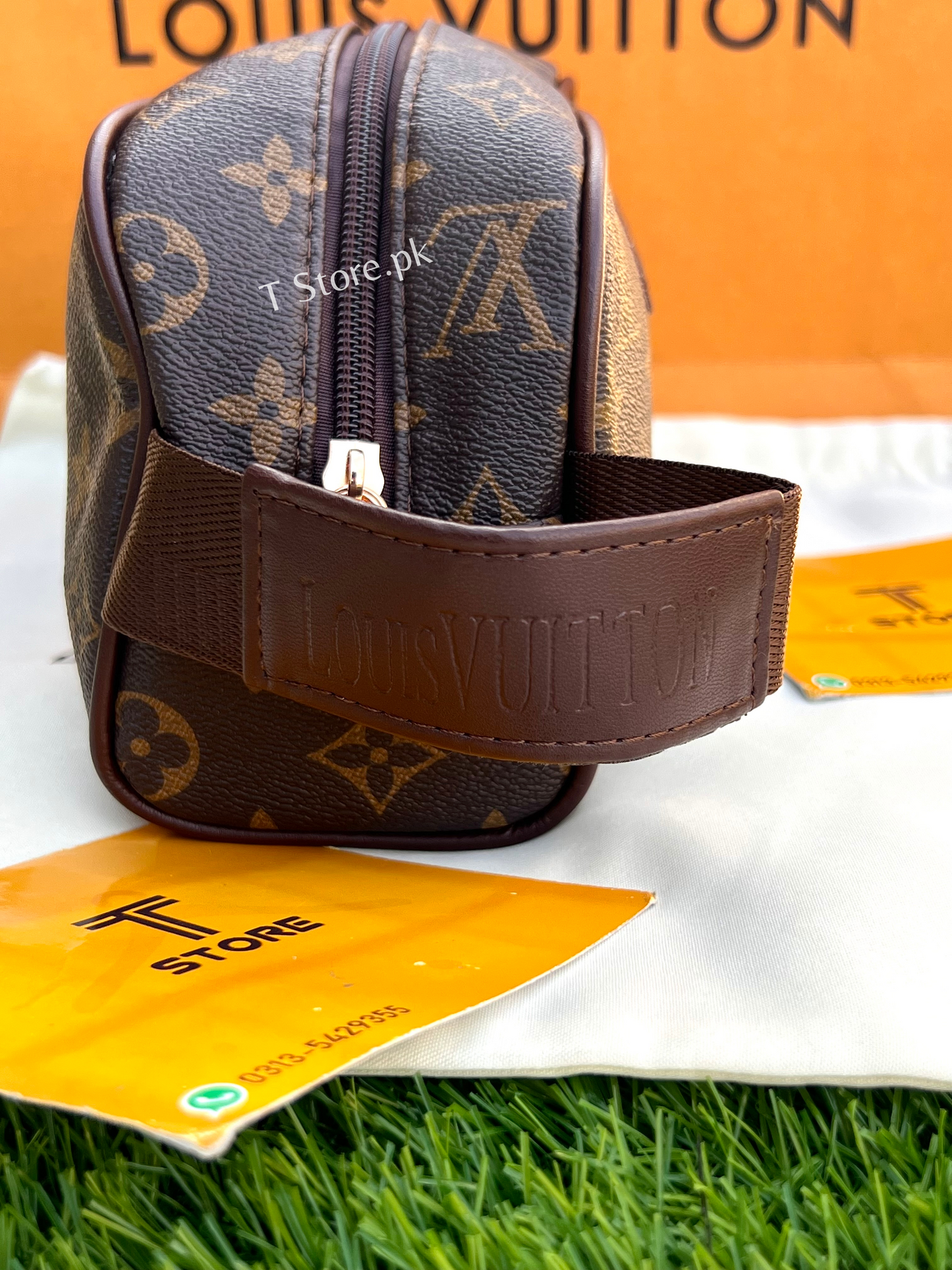 LV Brown Flower Hand Pouch