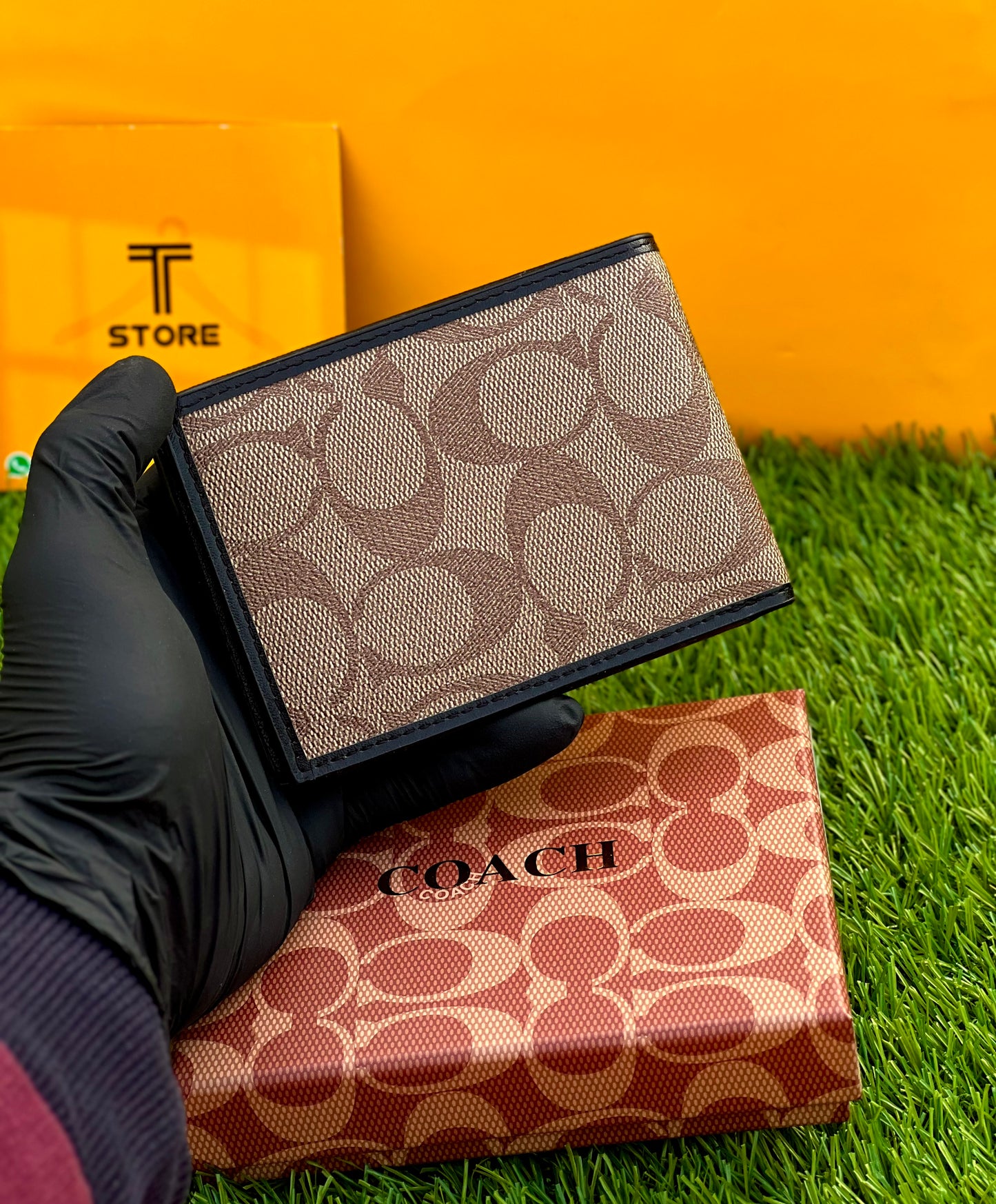 Coach Printed Black Brown Wallet