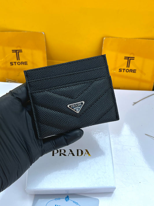 Prada Black Plain Logo Cardholder