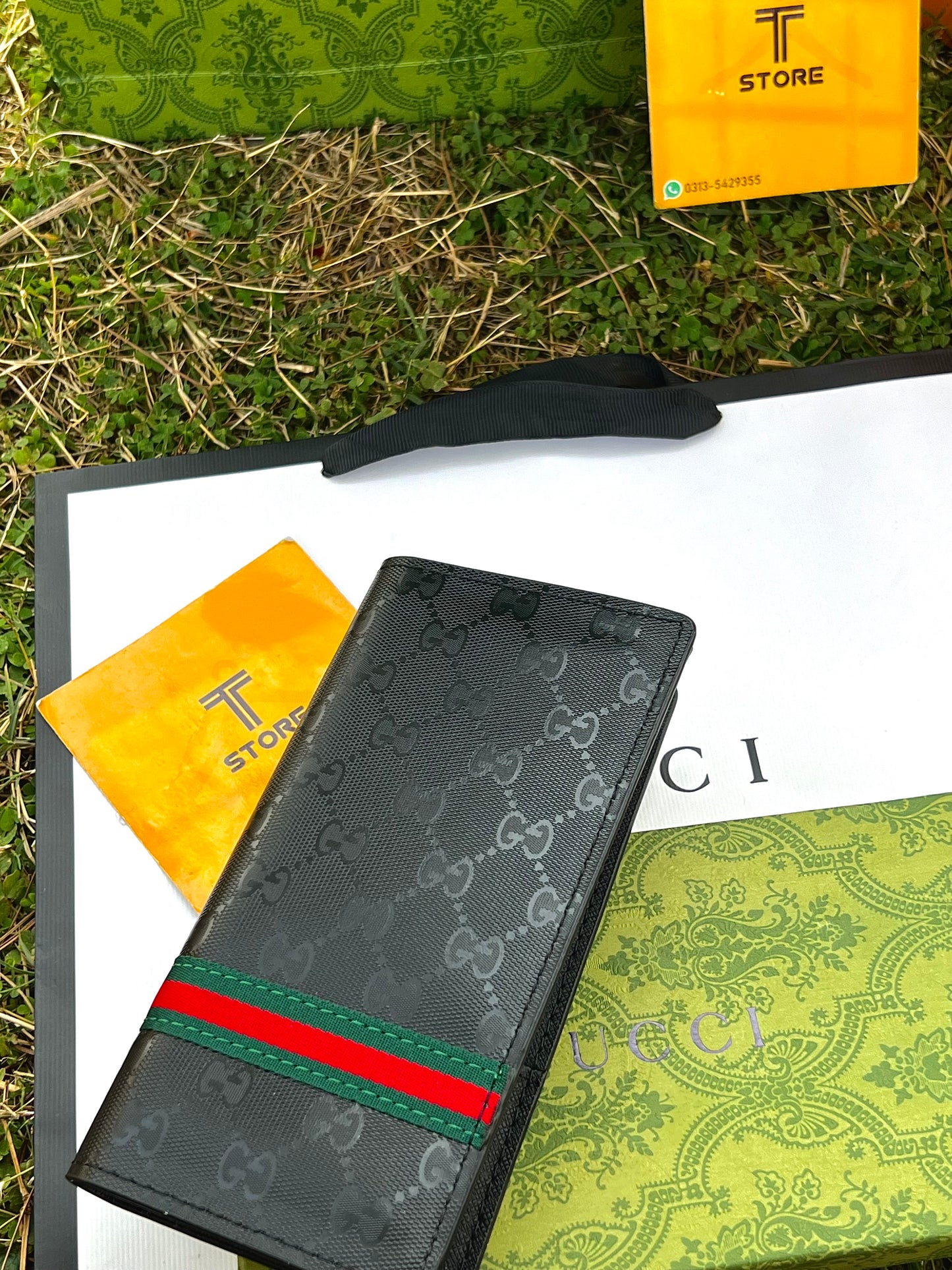 Gucci Black Strip Long Wallet