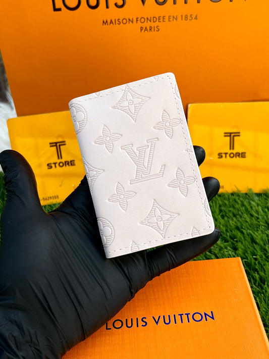 LV White Flower Embossed Pocket Organizer/Cardholder