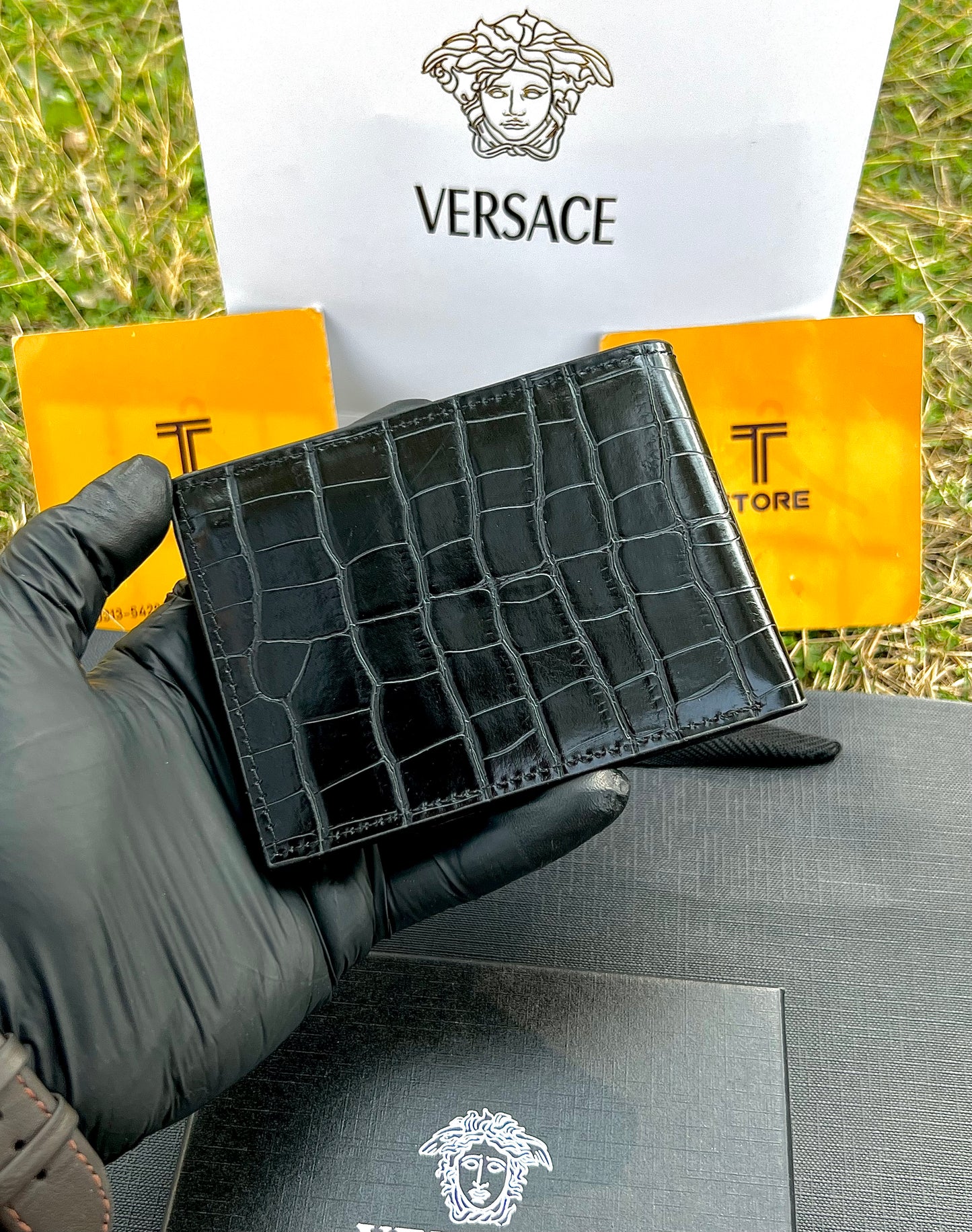 Versace Black Crocodile Wallet