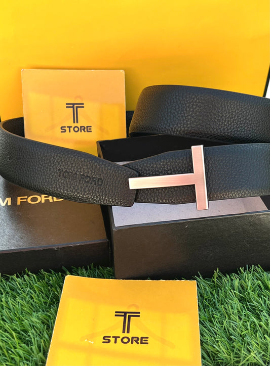 Tom Ford Gun Metallic Buckle Leather Belt