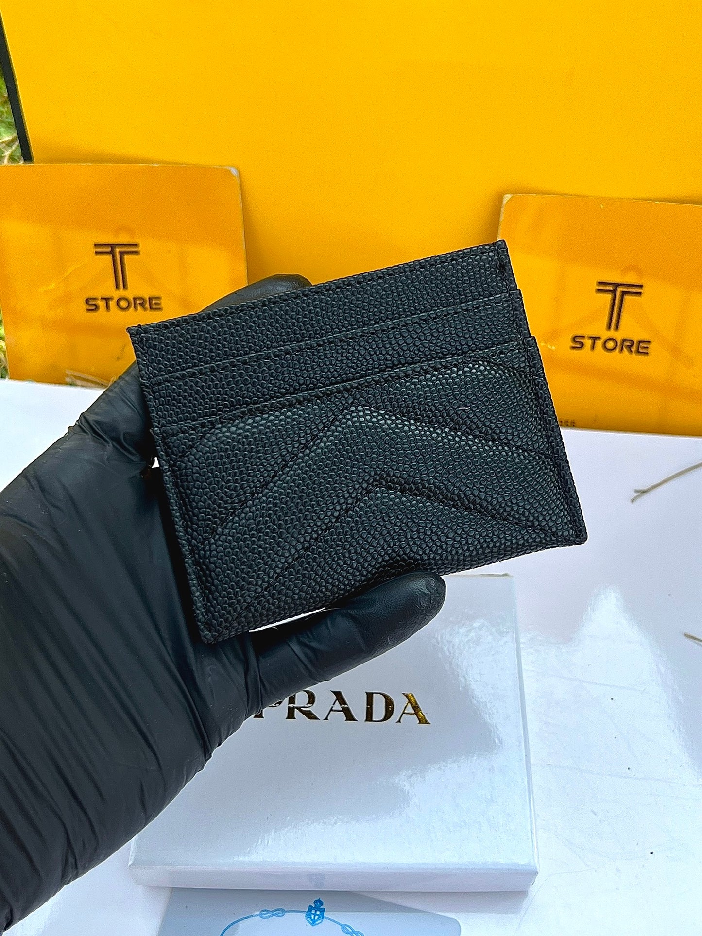 Prada Black Plain Logo Cardholder