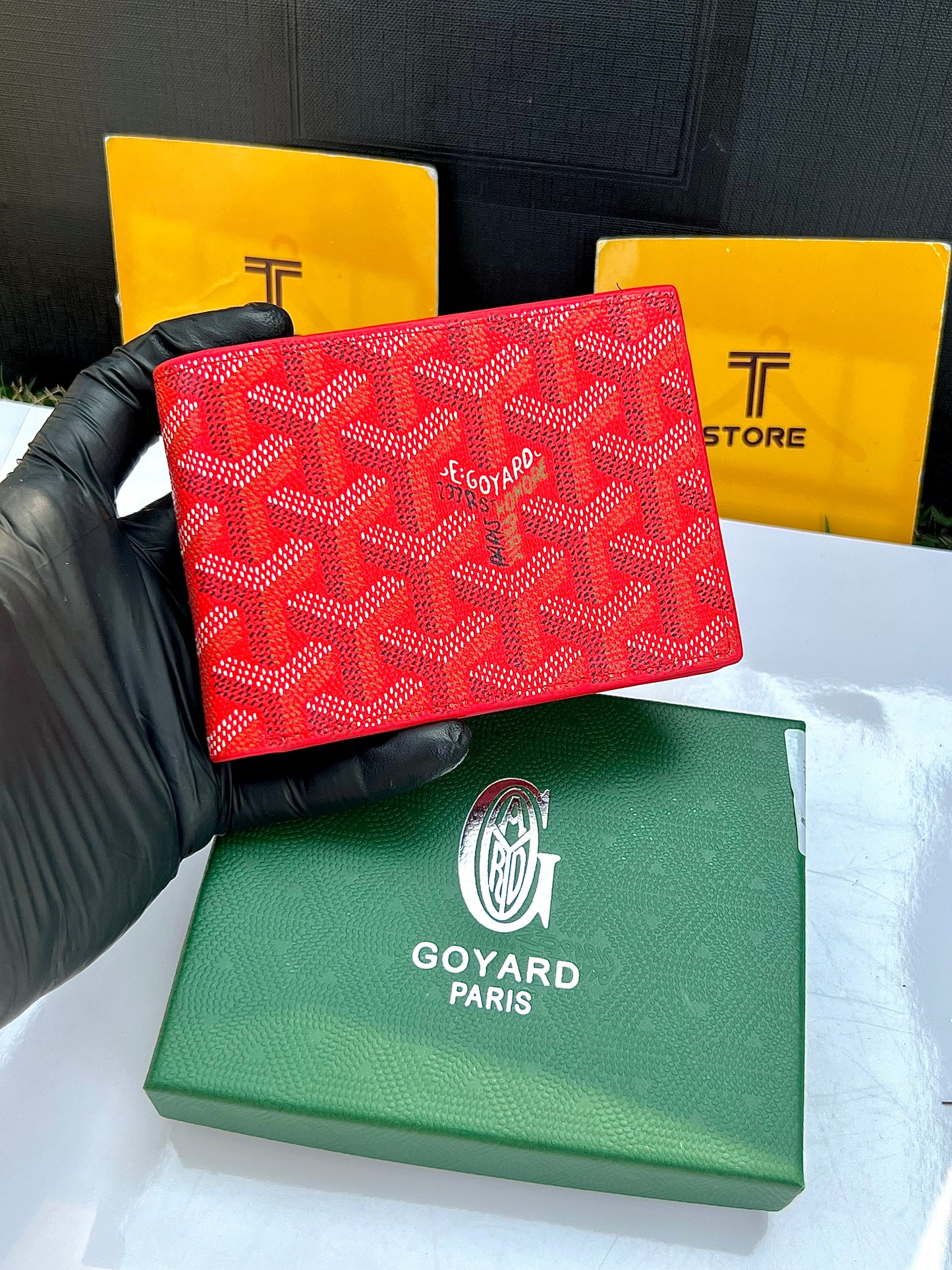 Goyard Red Printed Slim Wallet