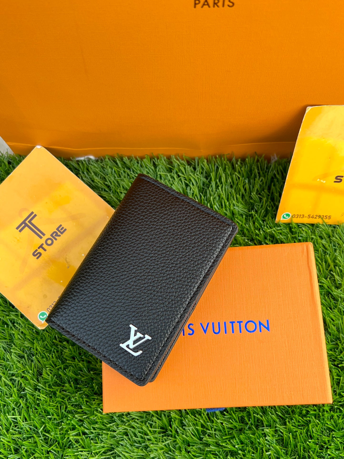 LV Black Plain Logo Pocket Organizer/Cardholder