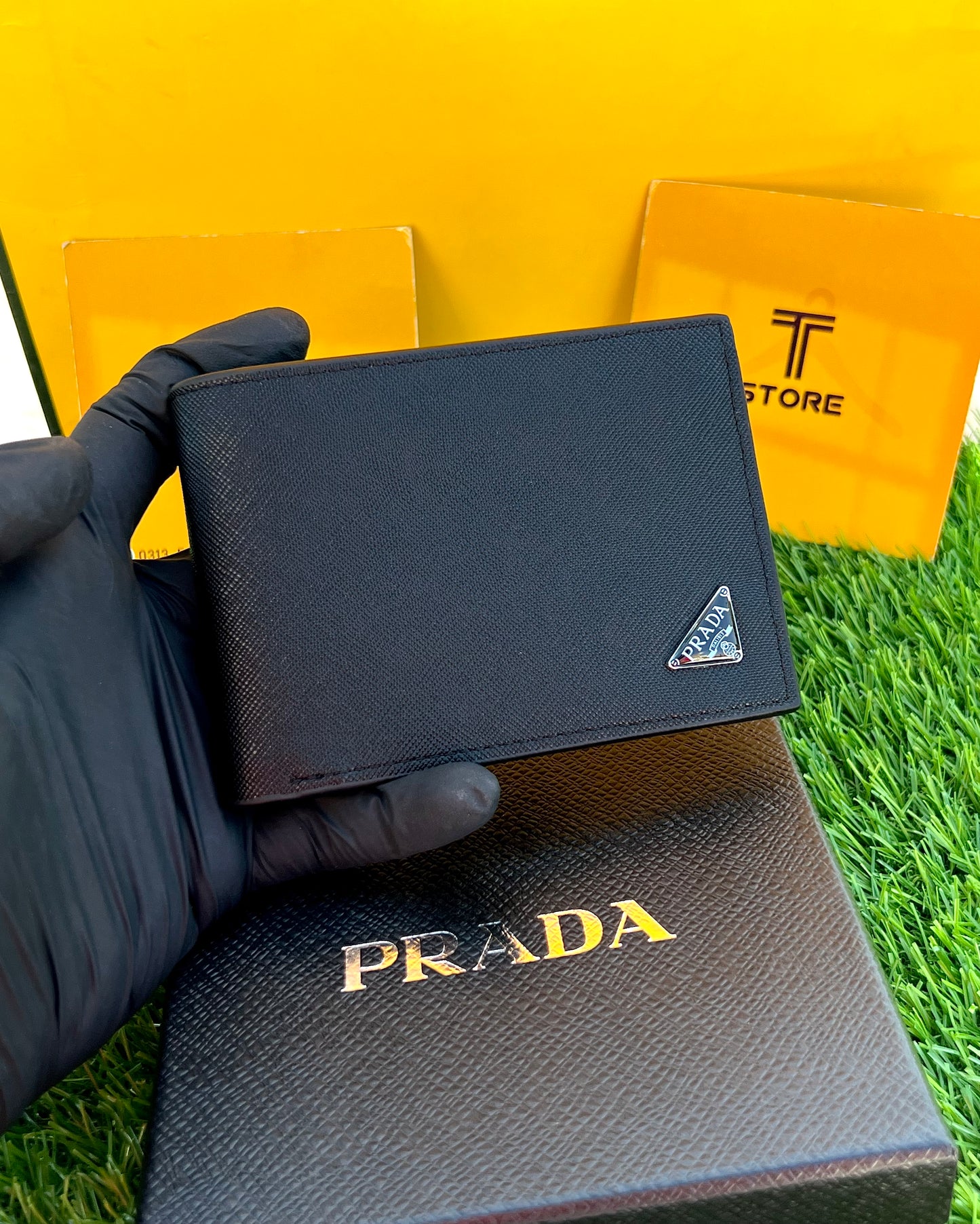 Prada Plain Black Logo Wallet