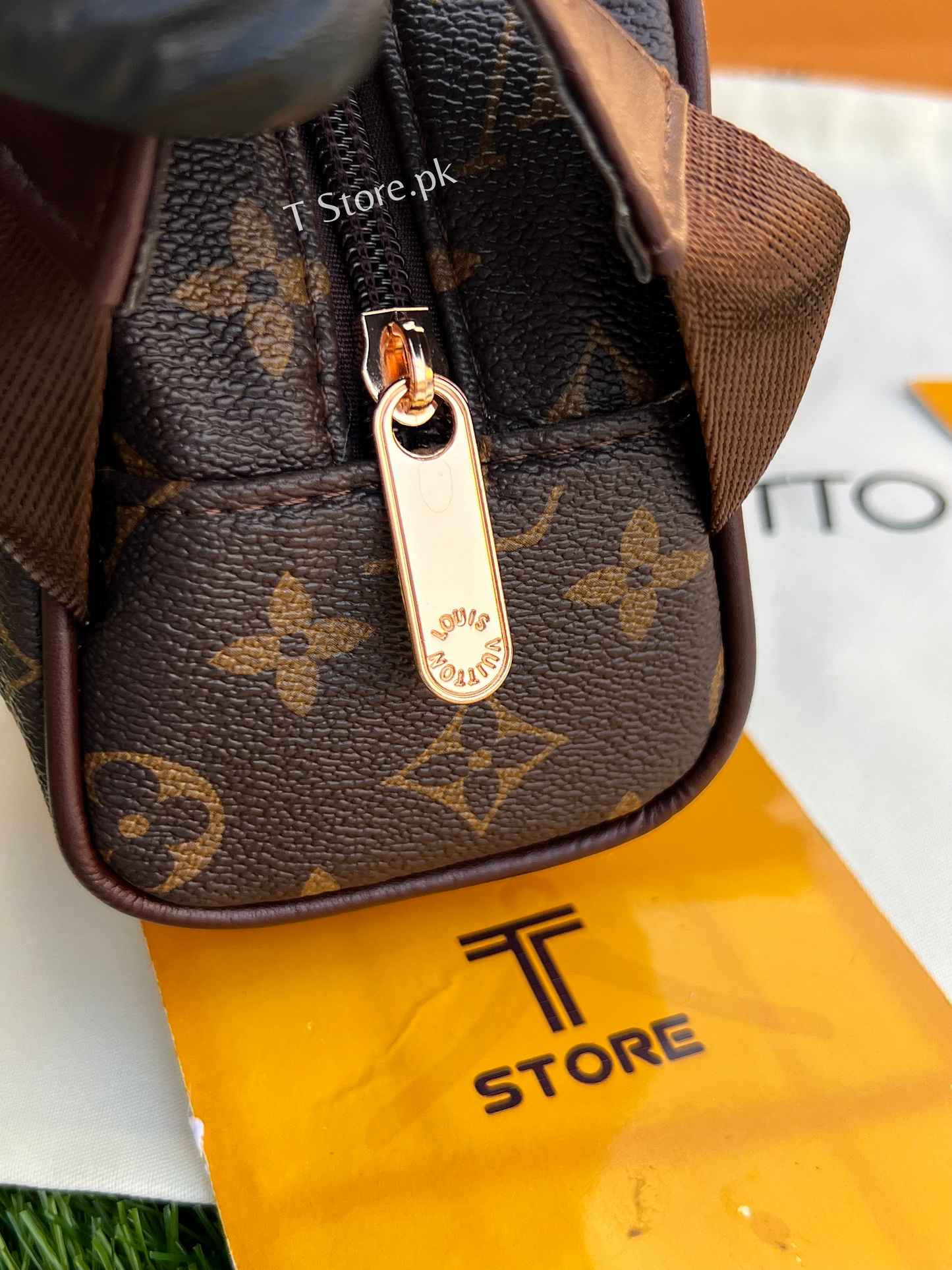 LV Brown Flower Hand Pouch