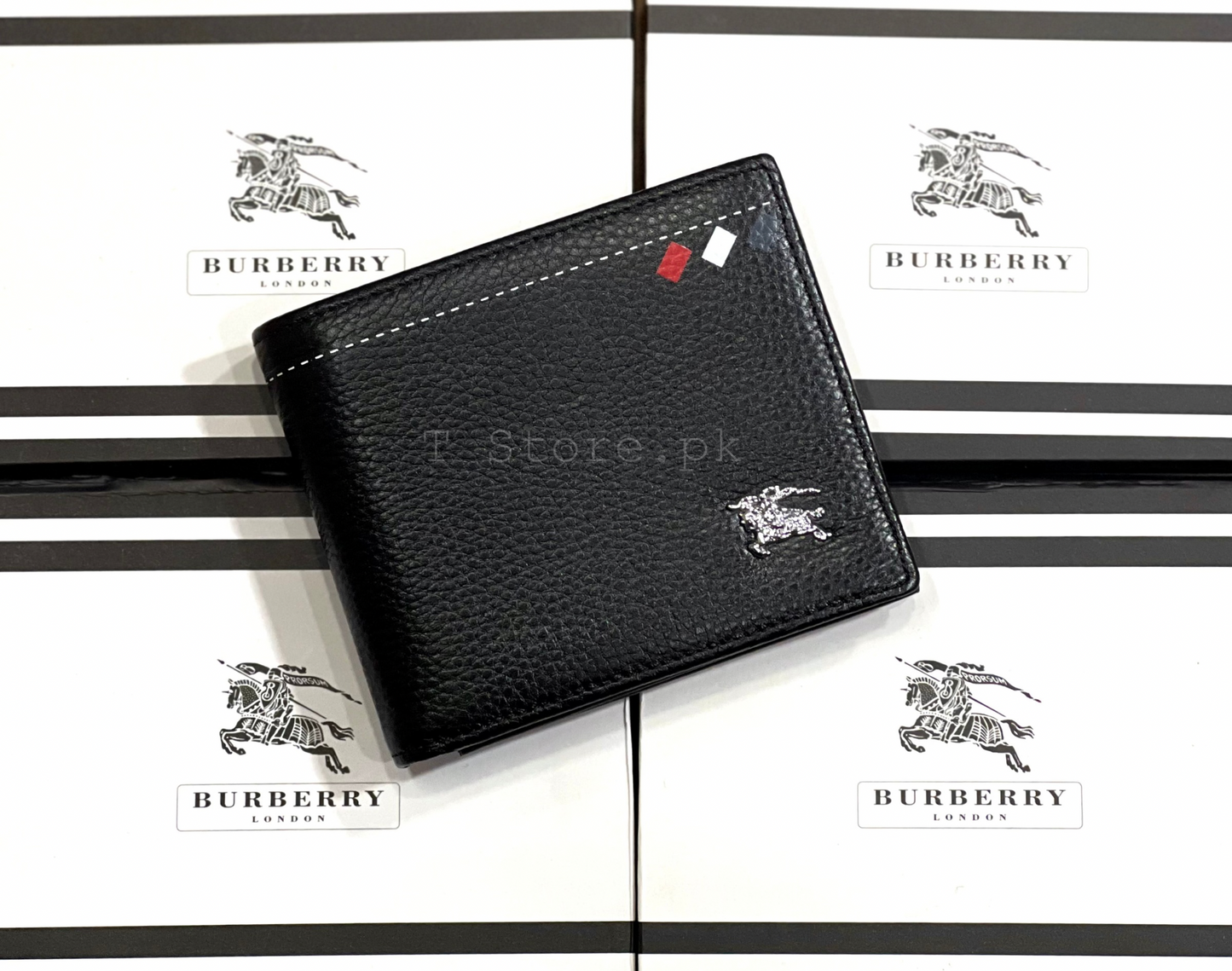Burberry Plain Black Genuine Leather Wallet
