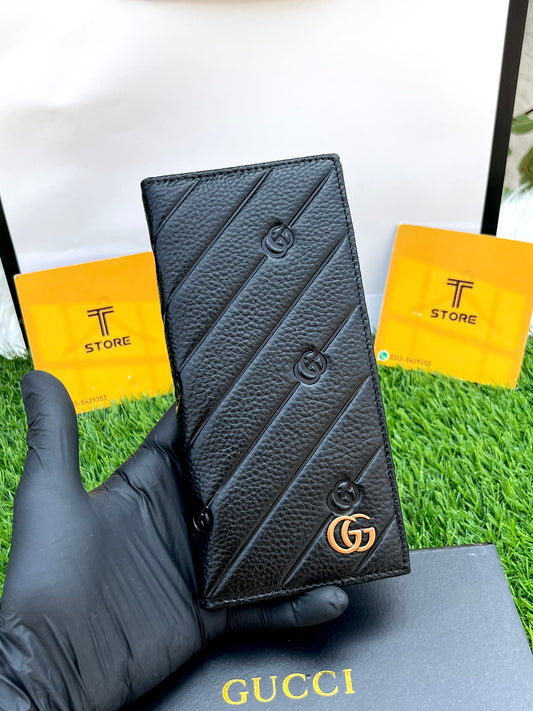 Gucci Black Small GG Logo Embossed Genuine Leather Long Wallet