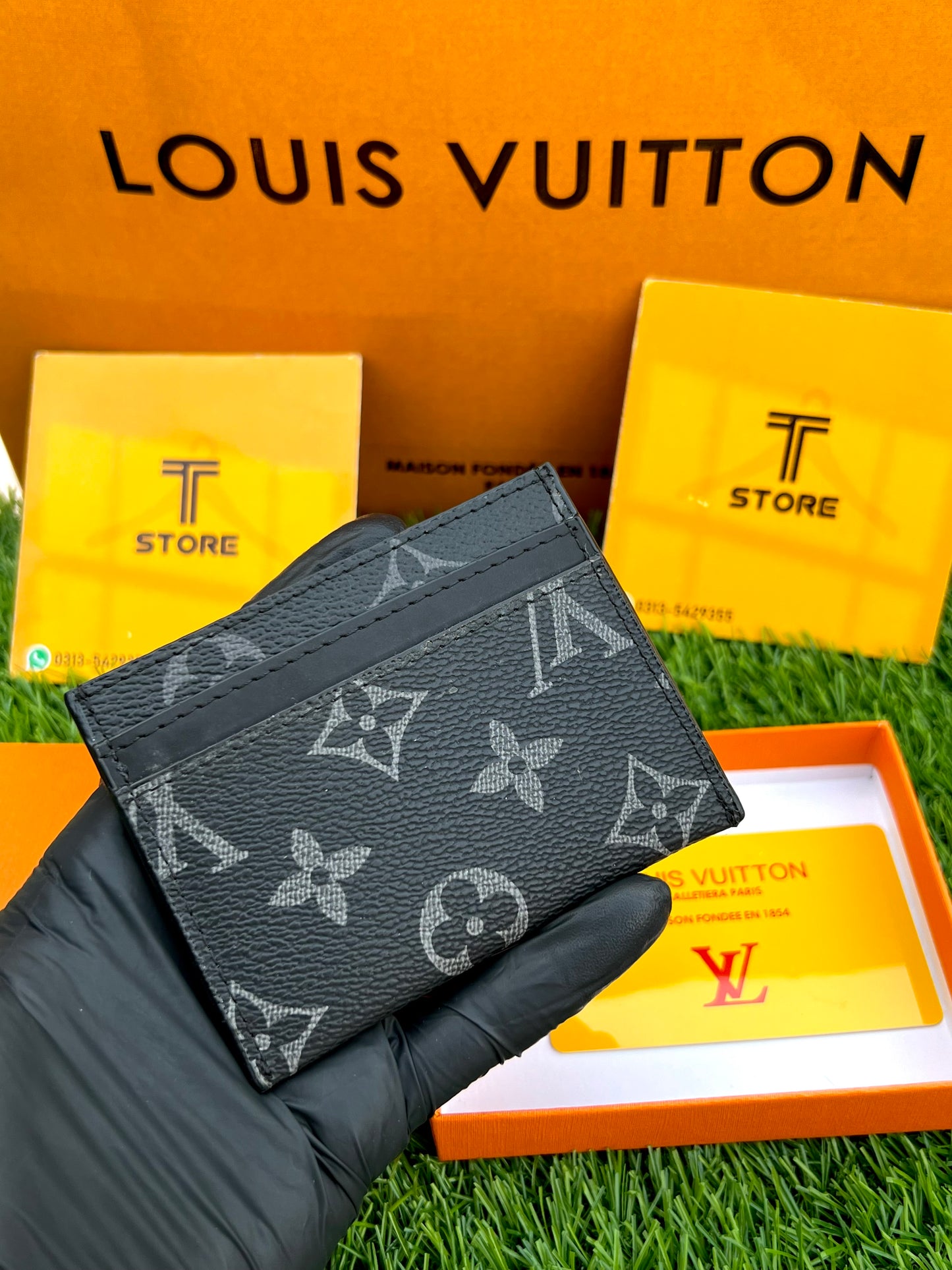 LV Black Flower Cardholder