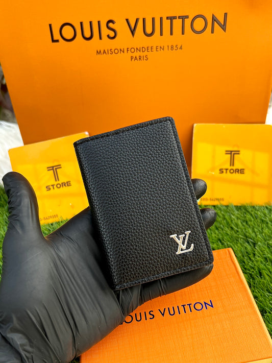 LV Black Plain Logo Pocket Organizer/Cardholder