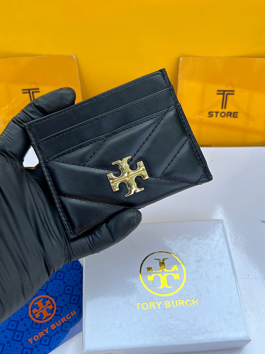 Tory Burch Black Plain Logo Cardholder
