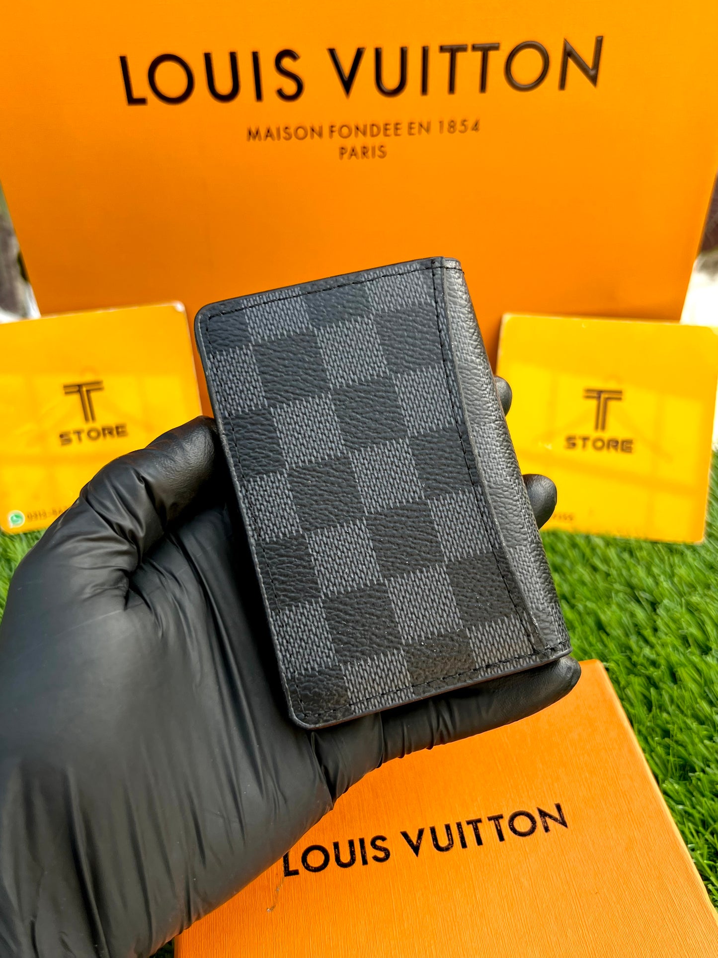 LV Black Check Pocket Organizer/Cardholder