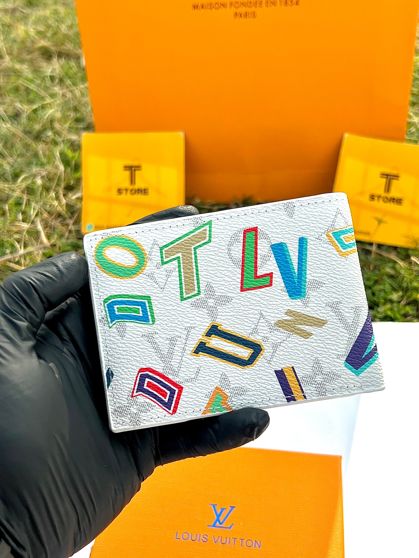LV White Monogram Printed Wallet