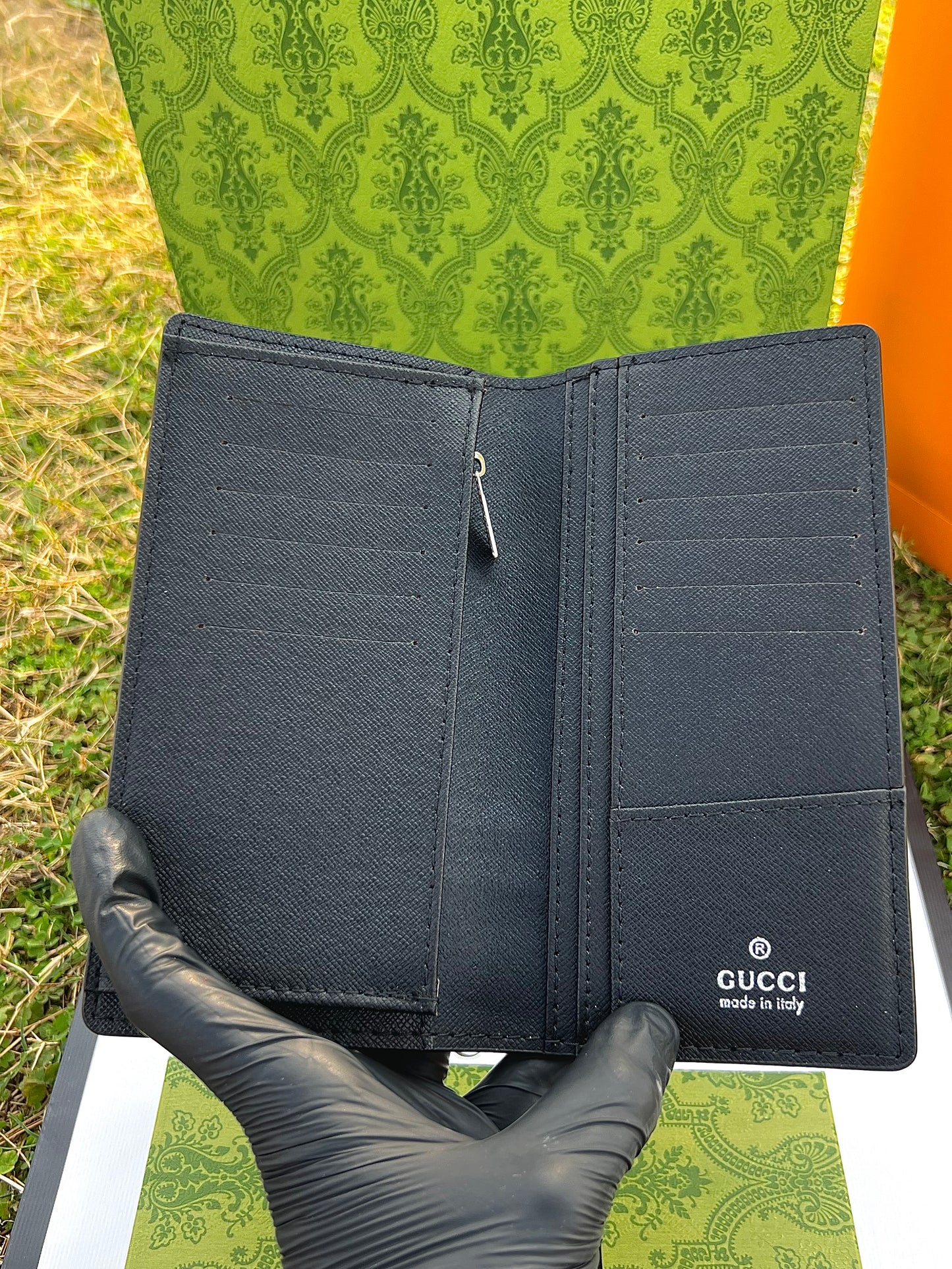 Gucci Black Strip Long Wallet