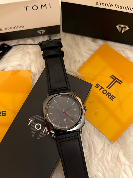 Tomi T-084 Black Square Dial Wrist Watch for Men