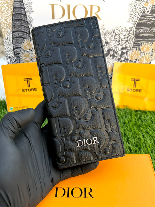 Dior Embossed Genuine Leather Long Wallet