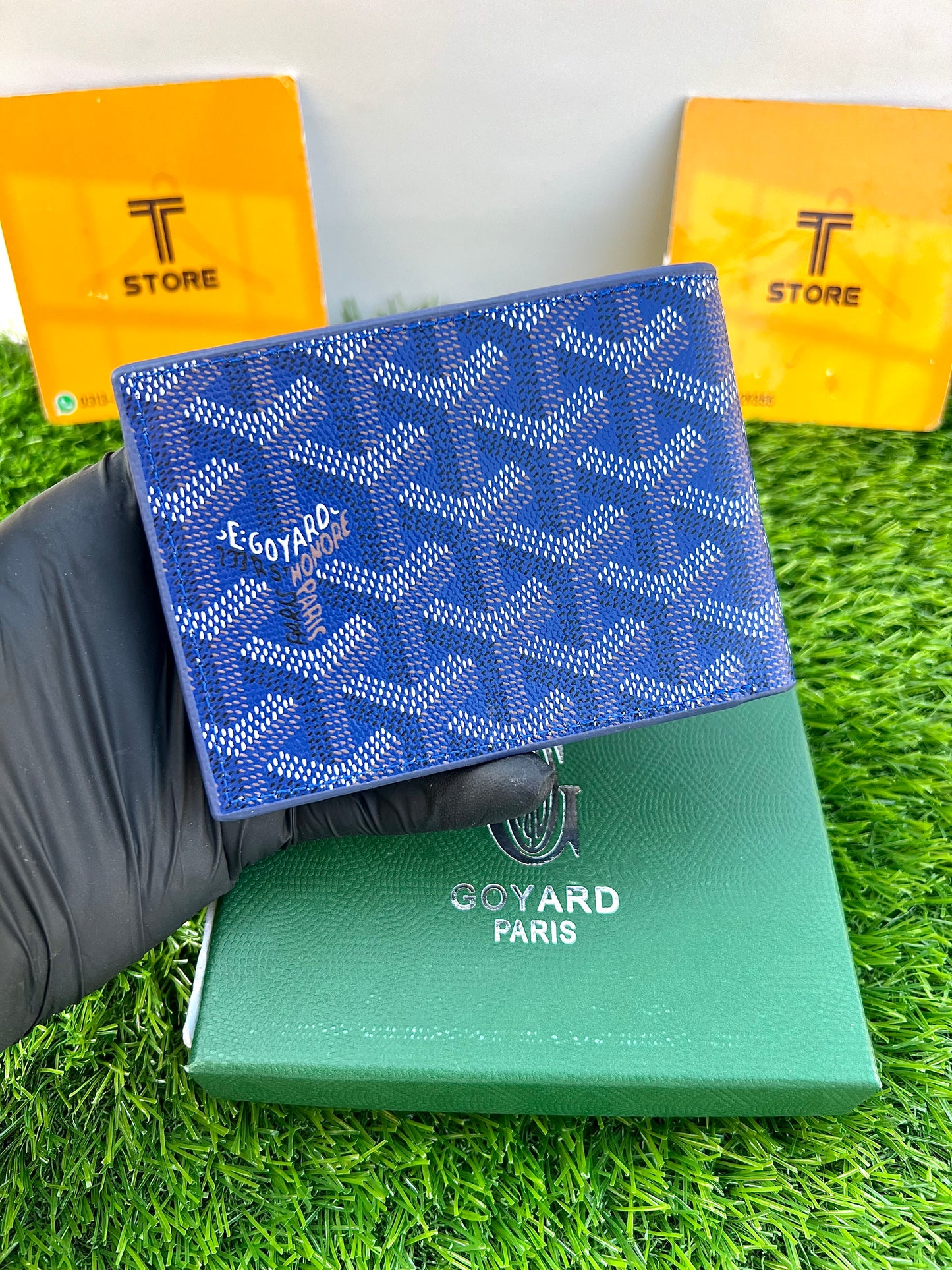 Goyard Blue Printed Slim Wallet