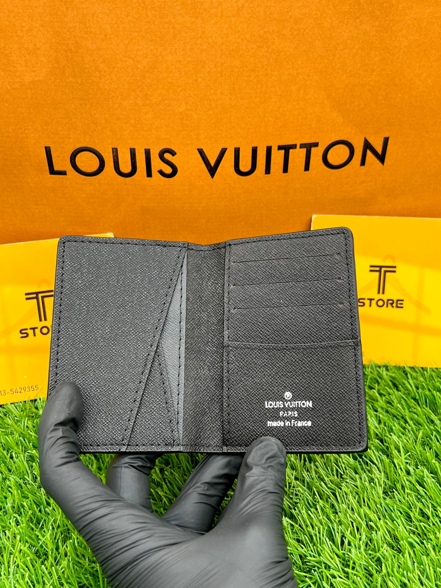 LV Embossed PU Leather Black Pocket Organizer/Cardholder