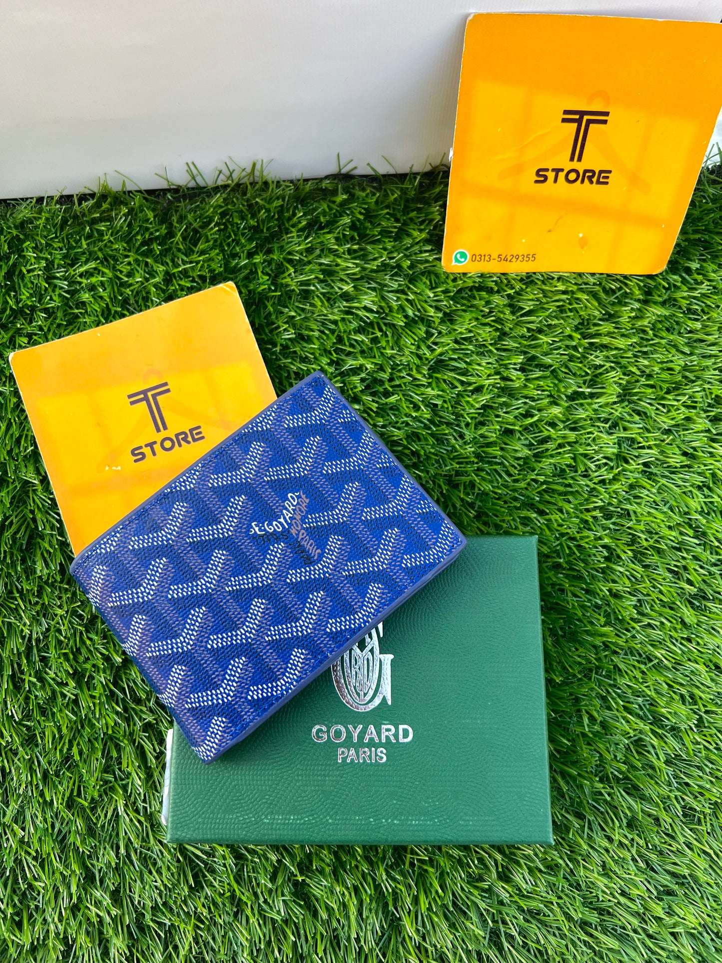 Goyard Blue Printed Slim Wallet